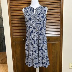 Michael Kors Sleeveless V-Neck with Tie Paisley Shift Dress Size M